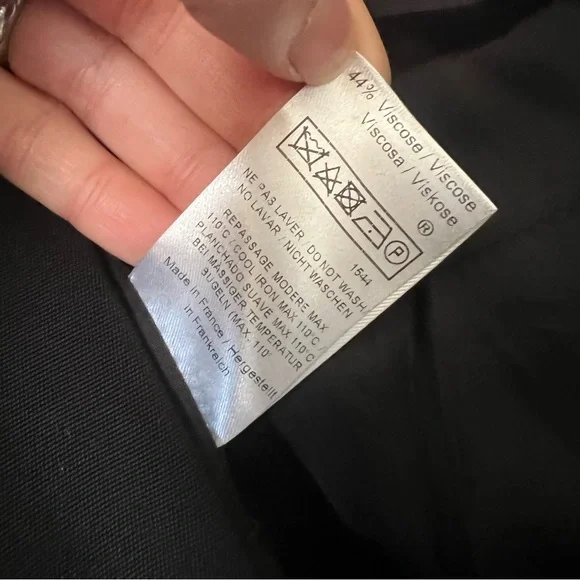 Tara Jarmon Elegant Cut Out Black Dress with Pockets and Rhinestone Buttons Sz 0 - Picture 7 of 10